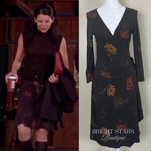 Rare Wrap Dress Alt ASO Lorelai Gilmore Girls Vintage Long Sleeve Brown Floral